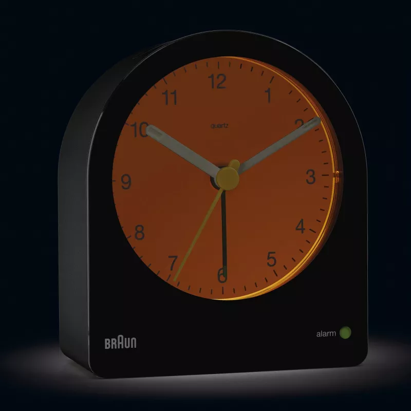 Braun BC22 kvarca modinātājpulkstenis melns, dzeltens