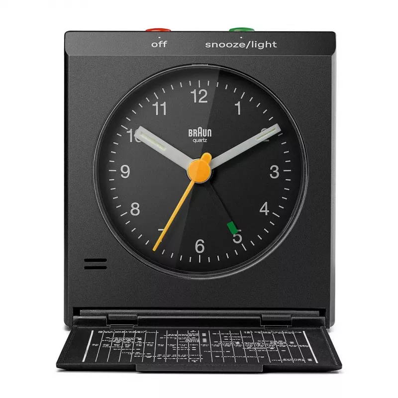 Modinātājpulkstenis BRAUN BC 05 B Quartz Salokāms Melns — kompakts ceļojumu modinātājs ar kvarca mehānismu