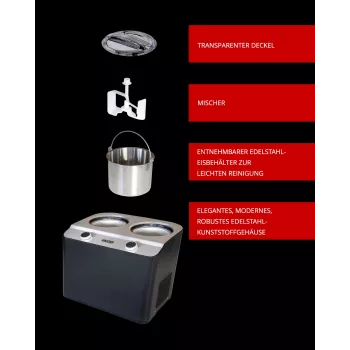 Unold Doppio kompresora saldējuma automāts 2,4 L 250 W melns, satīna tērauda