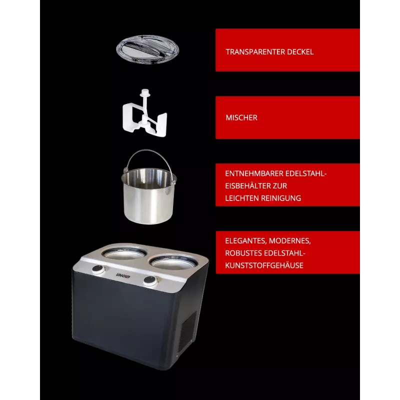Unold Doppio kompresora saldējuma automāts 2,4 L 250 W melns, satīna tērauda