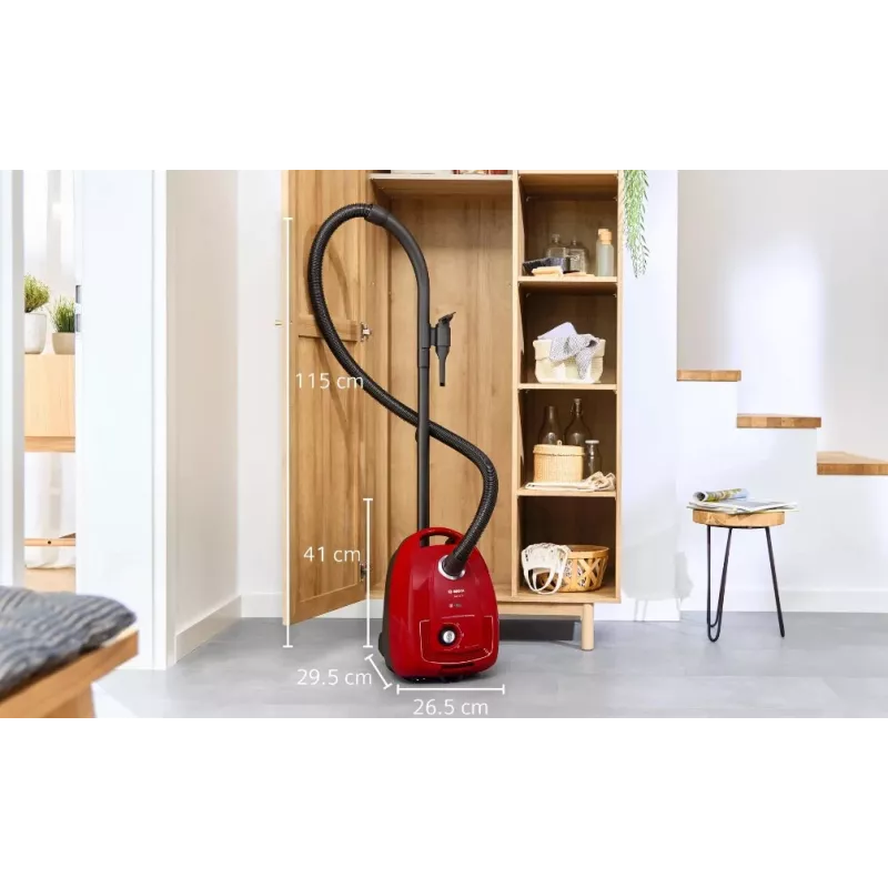 Bosch Serie 4 BGD38RD1H putekļsūcējs ar tvertni, 600 W, 4 L putekļu maisiņš, sausā tīrīšana, sarkans