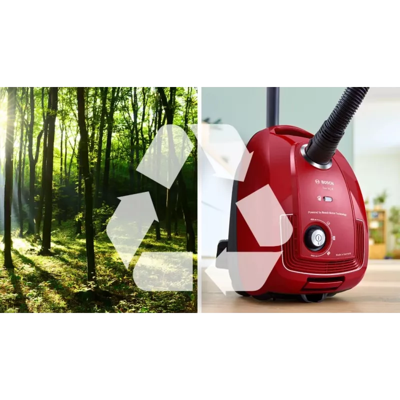 Bosch Serie 4 BGD38RD1H putekļsūcējs ar tvertni, 600 W, 4 L putekļu maisiņš, sausā tīrīšana, sarkans