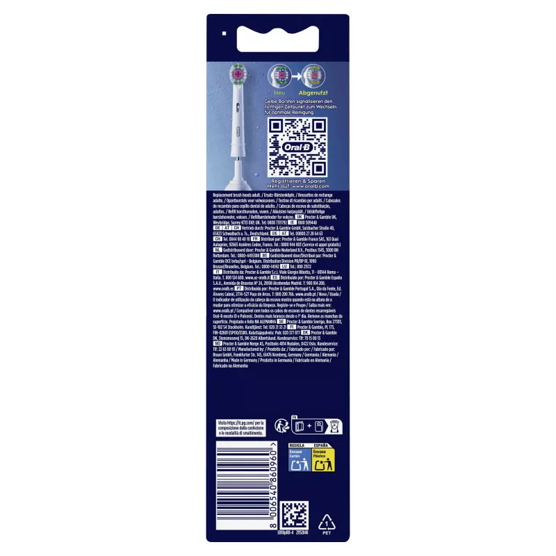Zobu birstes uzgaļi Oral-B 860960 4 iepakojumā, balti rezerves uzgaļi