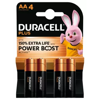 Duracell Plus AA alkalīna vienreizlietojamās baterijas, 1,5 V, 4 gab., 50 mm