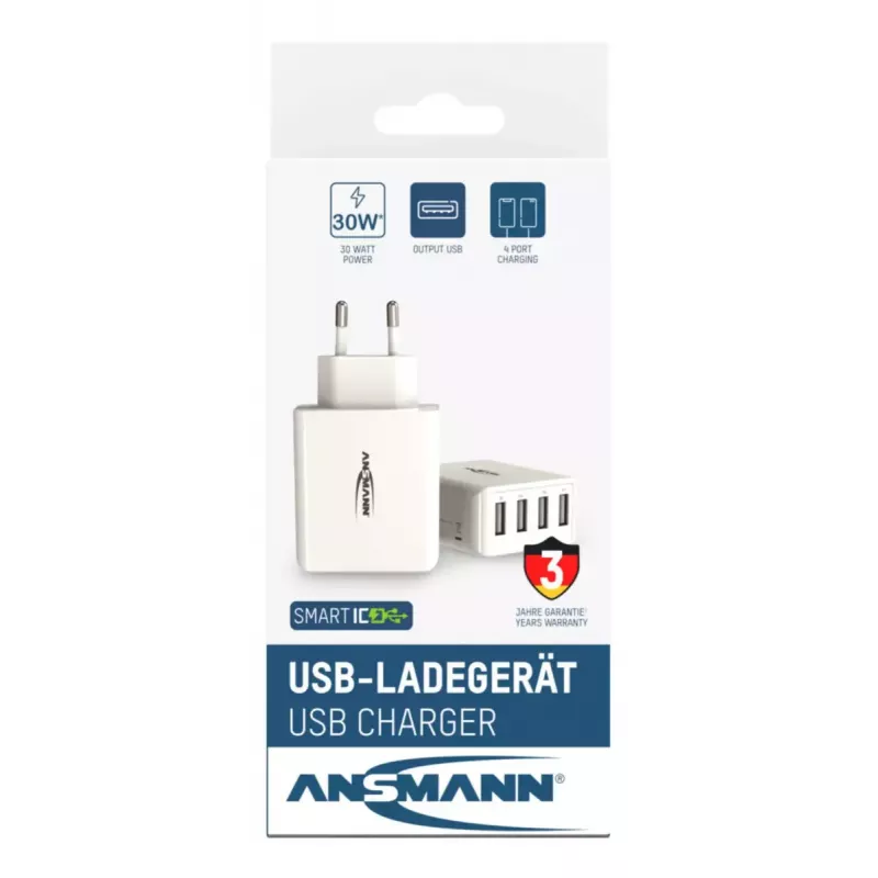 Lādētājs Ansmann HC430 Universal balts maiņstrāvas iekštelpām