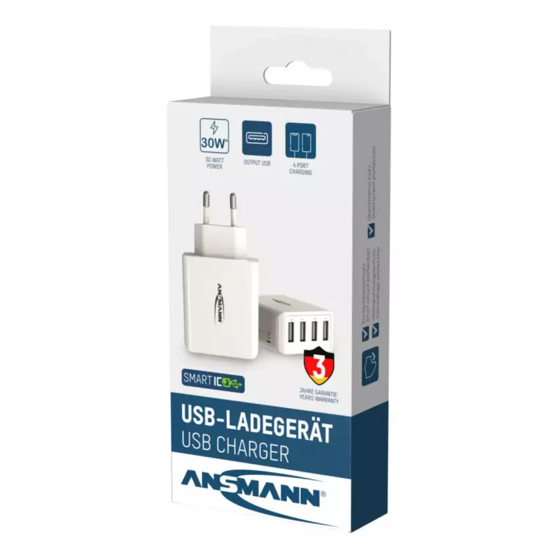 Lādētājs Ansmann HC430 Universal balts maiņstrāvas iekštelpām