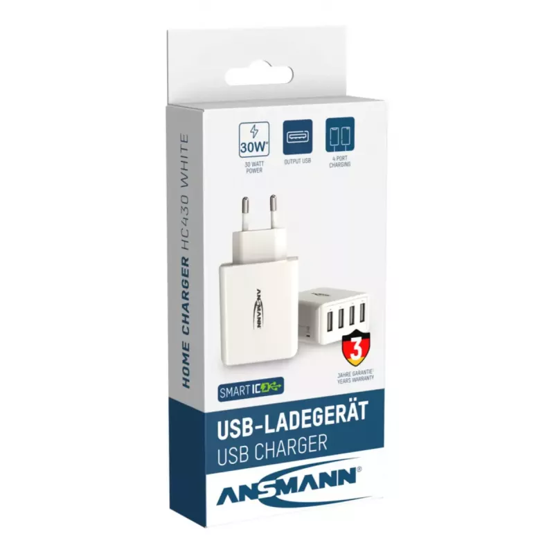 Lādētājs Ansmann HC430 Universal balts maiņstrāvas iekštelpām