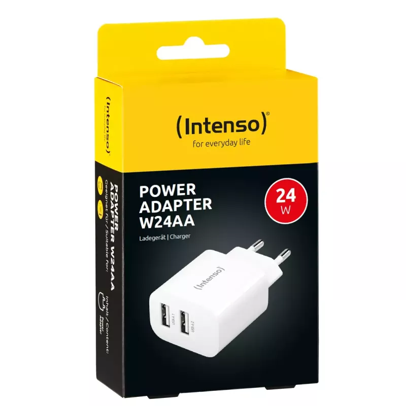 Iekštelpu lādētājs Intenso POWER ADAPTER 2XUSB-A/7802412 Universāls Balts