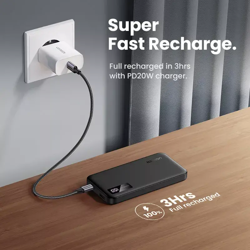 Ugreen 25742 ārējais akumulators Lithium-Ion (Li-Ion) 10000 mAh Melns