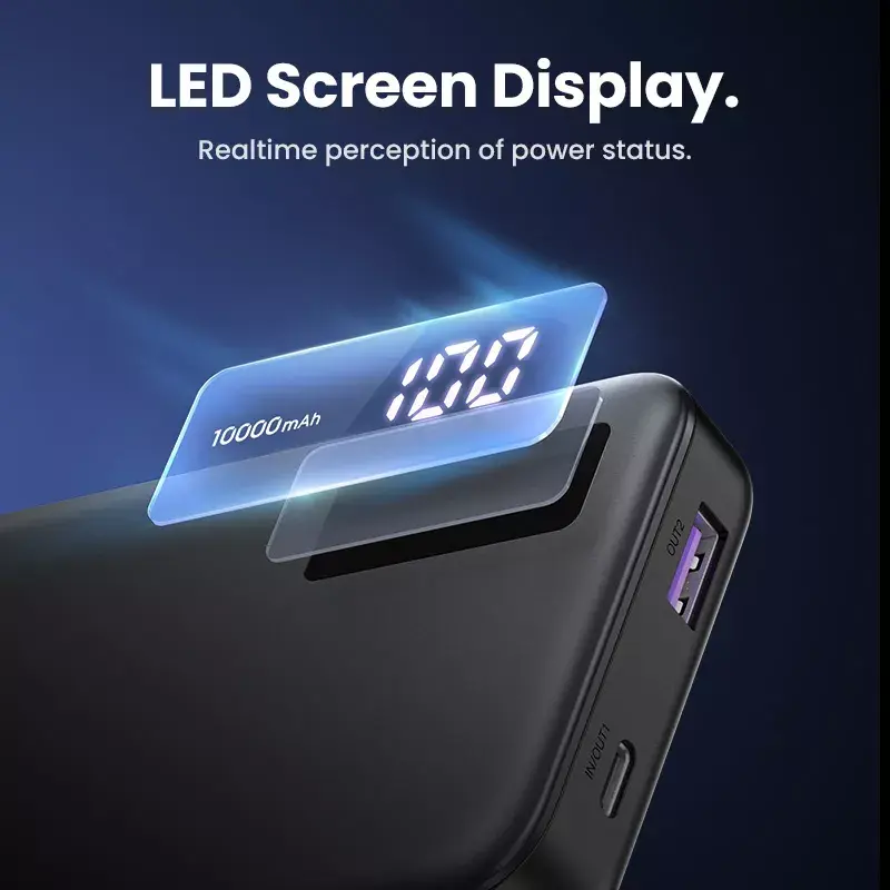 Ugreen 25742 ārējais akumulators Lithium-Ion (Li-Ion) 10000 mAh Melns