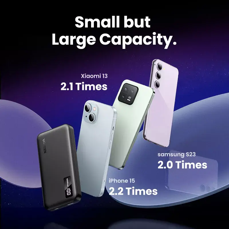 Ugreen 25742 ārējais akumulators Lithium-Ion (Li-Ion) 10000 mAh Melns