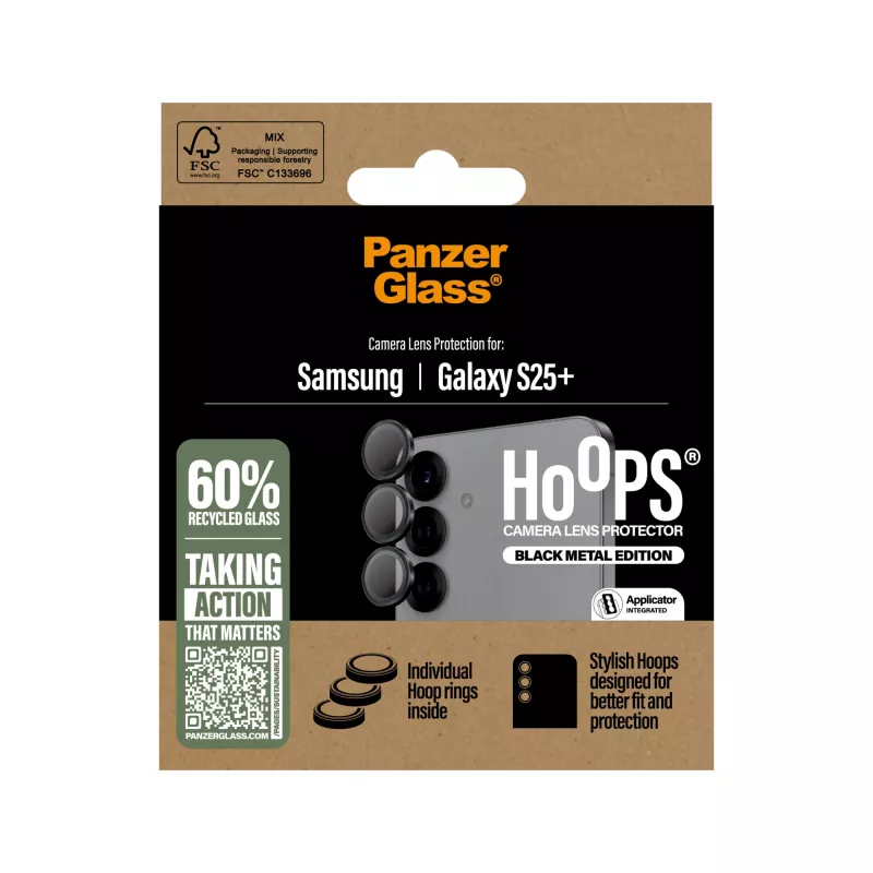 PanzerGlass ® Hoops® Kameras objektīva aizsargs melns Samsung Galaxy S25+