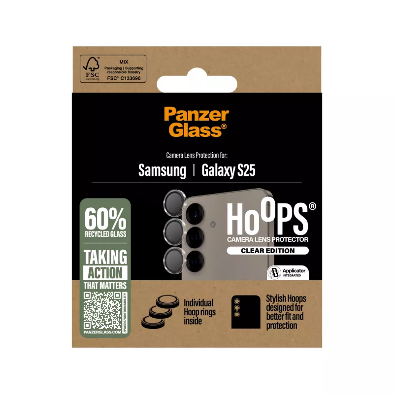PanzerGlass ® Hoops® kameras objektīva aizsargs caurspīdīgs Samsung Galaxy S25