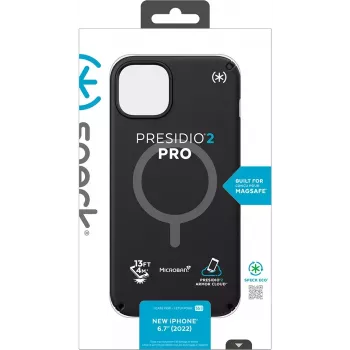 Speck Presidio2 Pro + MS Apple iPhone 14 Plus/15 Plus melns - ar Microban izturīgs maciņš