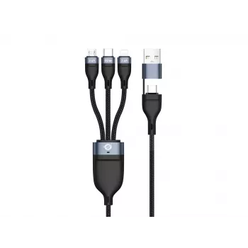 Conceptronic ETTA05B15 USB 3-vienā PD 3.0 60W uzlādes kabelis 1,5 m, 20V 3A, 480Mbps