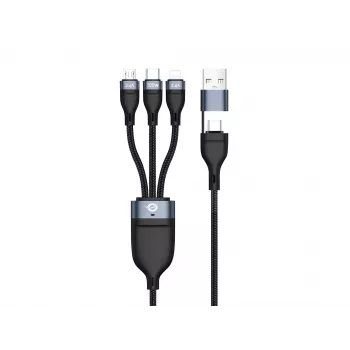 Conceptronic ETTA06B15 USB 3-in-1 PD 3.0 100W ātrās uzlādes kabelis 1,5 m, 20 V 5 A, 480 Mbps, E-Mark