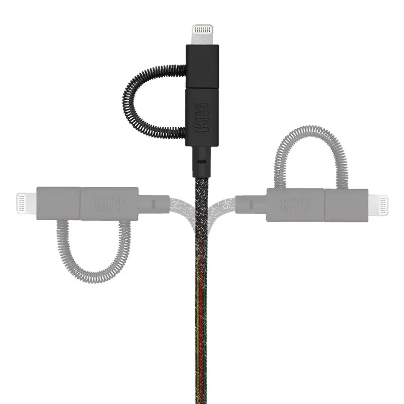 USB kabelis Native Union BELT-ULC-CS-BLK-NP 2m USB A USB C/Micro USB A/Lightning melns