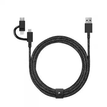 USB kabelis Native Union BELT-ULC-CS-BLK-NP 2m USB A USB C/Micro USB A/Lightning melns