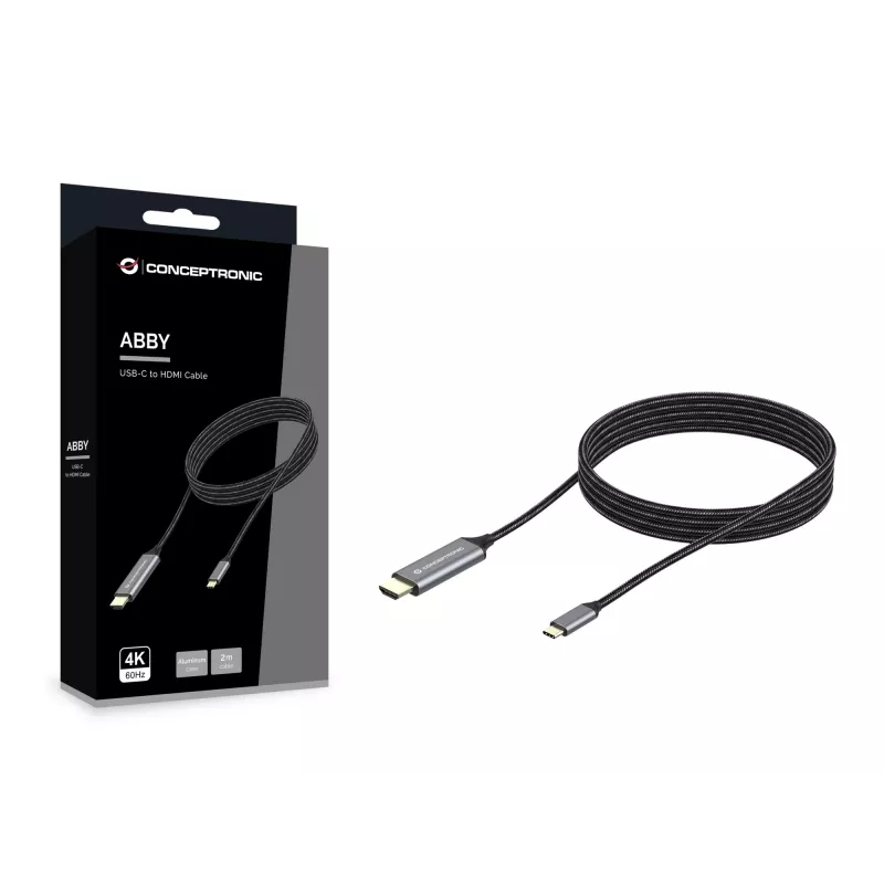 Conceptronic USB-C uz HDMI kabelis, vīrišķais-vīrišķais, 4K 60 Hz, 2 m, USB Type-C, HDMI, vīrišķais, vīrišķais, taisns