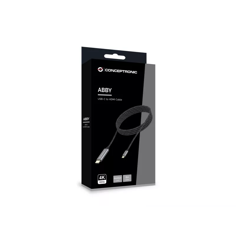 Conceptronic USB-C uz HDMI kabelis, vīrišķais-vīrišķais, 4K 60 Hz, 2 m, USB Type-C, HDMI, vīrišķais, vīrišķais, taisns