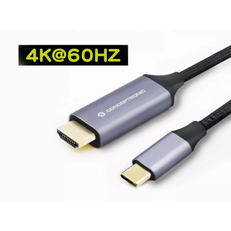 Conceptronic USB-C uz HDMI kabelis, vīrišķais-vīrišķais, 4K 60 Hz, 2 m, USB Type-C, HDMI, vīrišķais, vīrišķais, taisns
