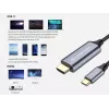 Conceptronic USB-C uz HDMI kabelis, vīrišķais-vīrišķais, 4K 60 Hz, 2 m, USB Type-C, HDMI, vīrišķais, vīrišķais, taisns