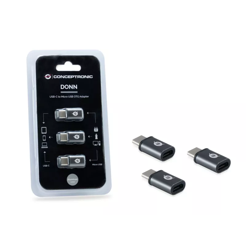 Conceptronic DONN USB-C uz Micro USB OTG adapteris, 3 gab. iepakojumā