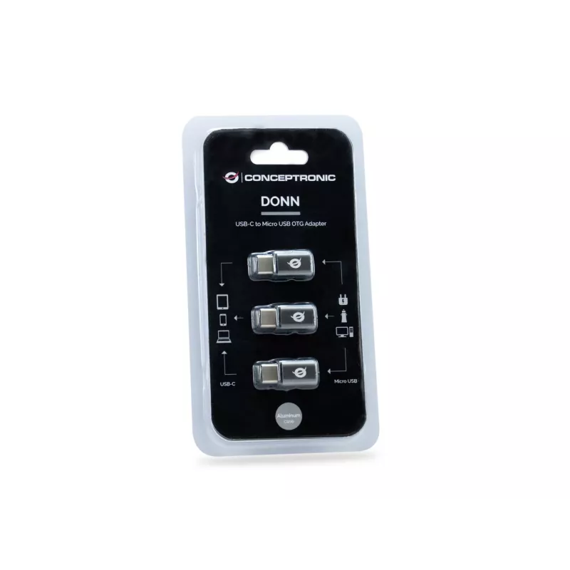 Conceptronic DONN USB-C uz Micro USB OTG adapteris, 3 gab. iepakojumā