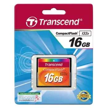 CompactFlash karte Transcend TS16GCF133 16GB, nolasīšanas ātrums 50 MB/s, rakstīšanas ātrums 20 MB/s