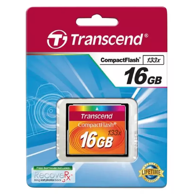 CompactFlash karte Transcend TS16GCF133 16GB, nolasīšanas ātrums 50 MB/s, rakstīšanas ātrums 20 MB/s