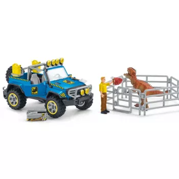 schleich Dinosaurs bezceļu transportlīdzeklis ar dinozauru priekšposteni, Dinozauri un vulkāns, Pētniecības stacija, 4 gadi, Daudzkrāsains, Plastmasa