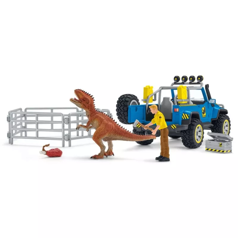schleich Dinosaurs bezceļu transportlīdzeklis ar dinozauru priekšposteni, Dinozauri un vulkāns, Pētniecības stacija, 4 gadi, Daudzkrāsains, Plastmasa