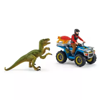 schleich Dinosaurs Quad escape from Velociraptor, Dinozauri un vulkāns, Izpētes stacija, 4 gadi, Daudzkrāsains, Plastmasa