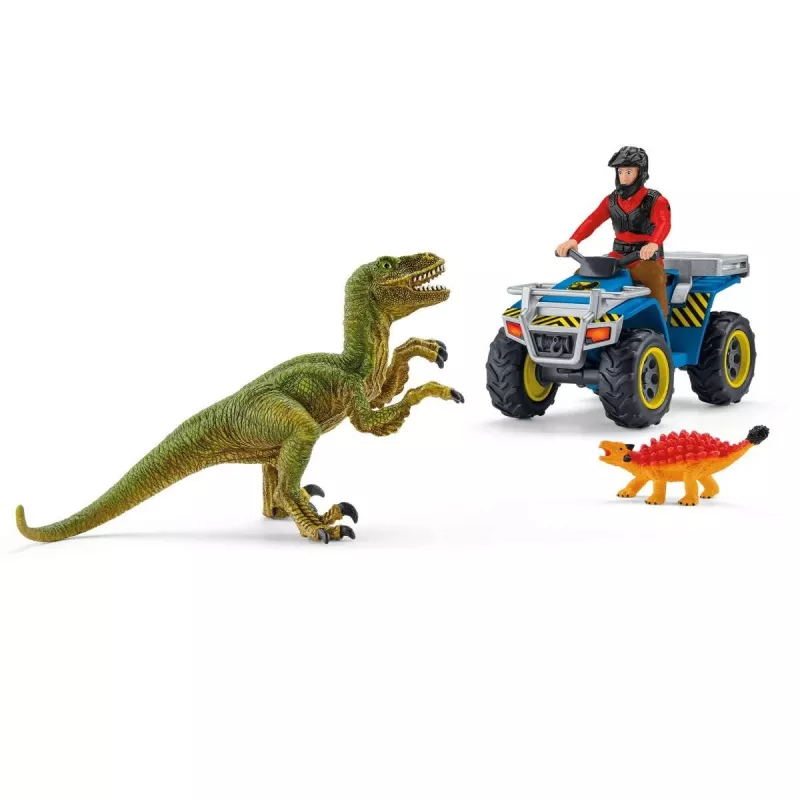schleich Dinosaurs Quad escape from Velociraptor, Dinozauri un vulkāns, Izpētes stacija, 4 gadi, Daudzkrāsains, Plastmasa