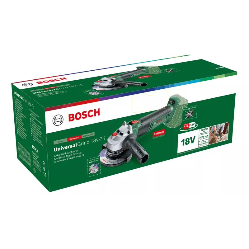 Bosch Universal Grind 18V-75 leņķa slīpmašīna 11.5 cm 12000 apgr./min 1.7 kg