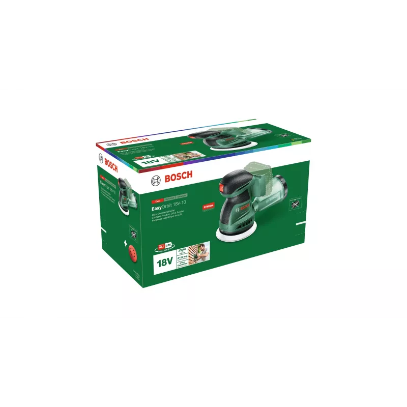 Bosch EasyOrbit 18V-10 (Baretool), orbitālā slīpmašīna, melna, zaļa, plastmasa, Vācija, 23000 OPM, 1 mm