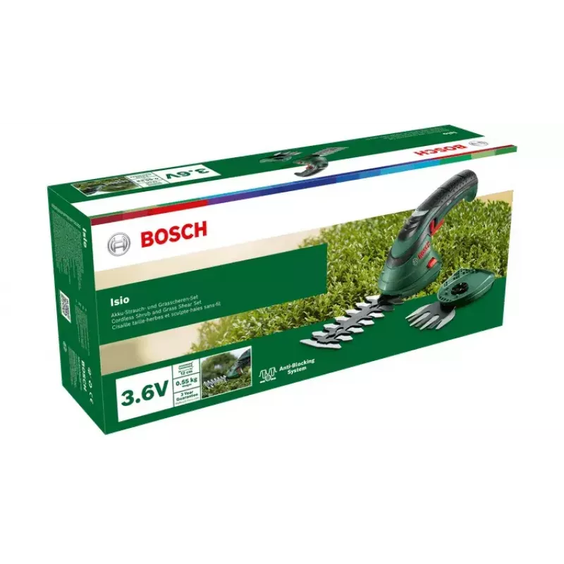 Bosch Isio bezvada zāles šķēres 8 cm 3.6 V litija jonu (Li-Ion) melnas, zaļas