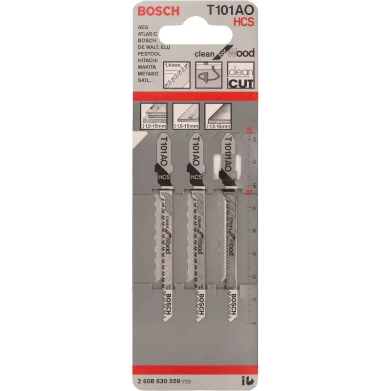 Bosch T 101 AO finierzāģa asmens, augsta oglekļa tērauda (HCS), 3 gab.