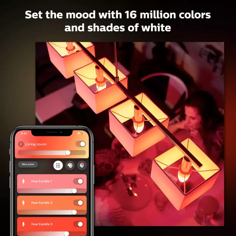 Viedā spuldze Philips Hue balta and colour ambience Candle E14, Bluetooth/Zigbee, 5,3 W (2 gab. iepakojumā)