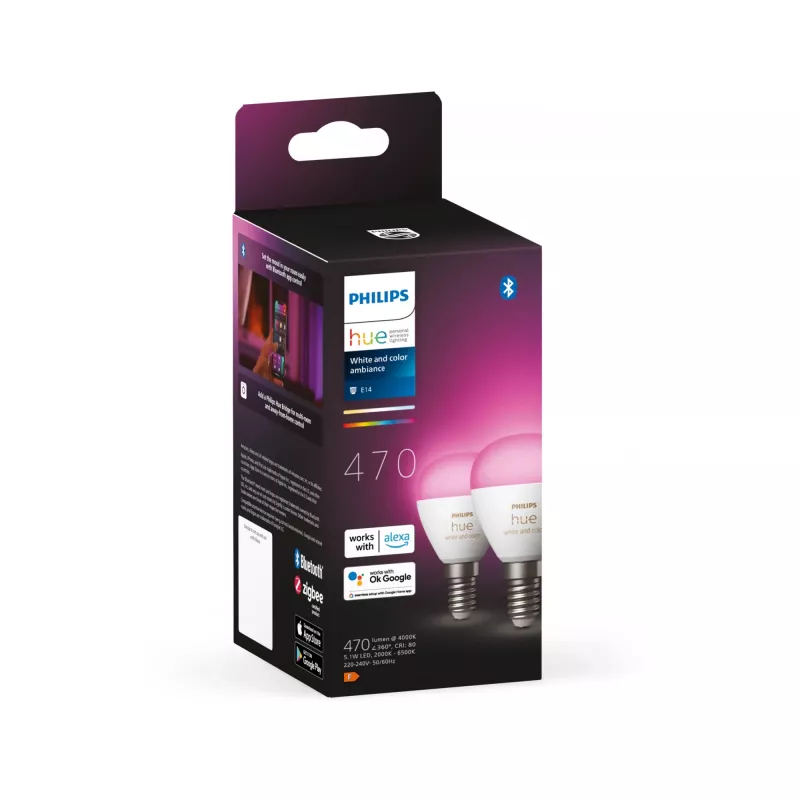 Philips Hue balta and colour ambience Lustre – E14 viedā spuldze – (2 iepakojumā)