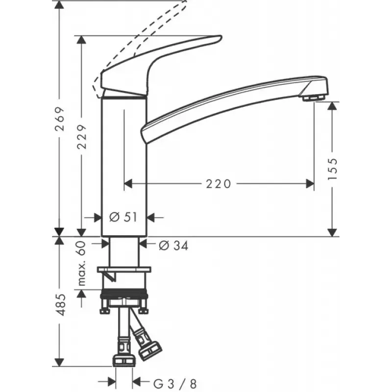 Vannas istabas izlietnes jaucējkrāns Hansgrohe Focus Chrome 31806000