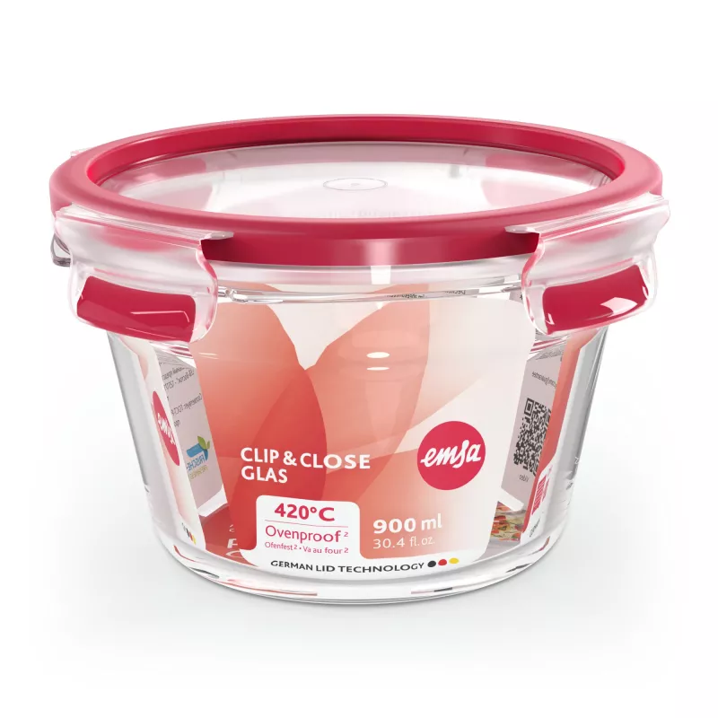 EMSA CLIP & CLOSE N10404 apaļa kastīte 0,9 l caurspīdīga 1 gab.