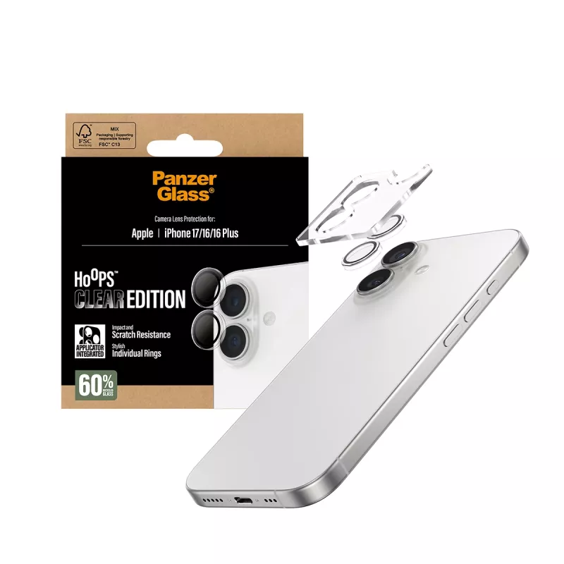 PanzerGlass ® Hoops® Kameras objektīva aizsargs Caurspīdīgs iPhone 17 | iPhone 16 | 16 Plus