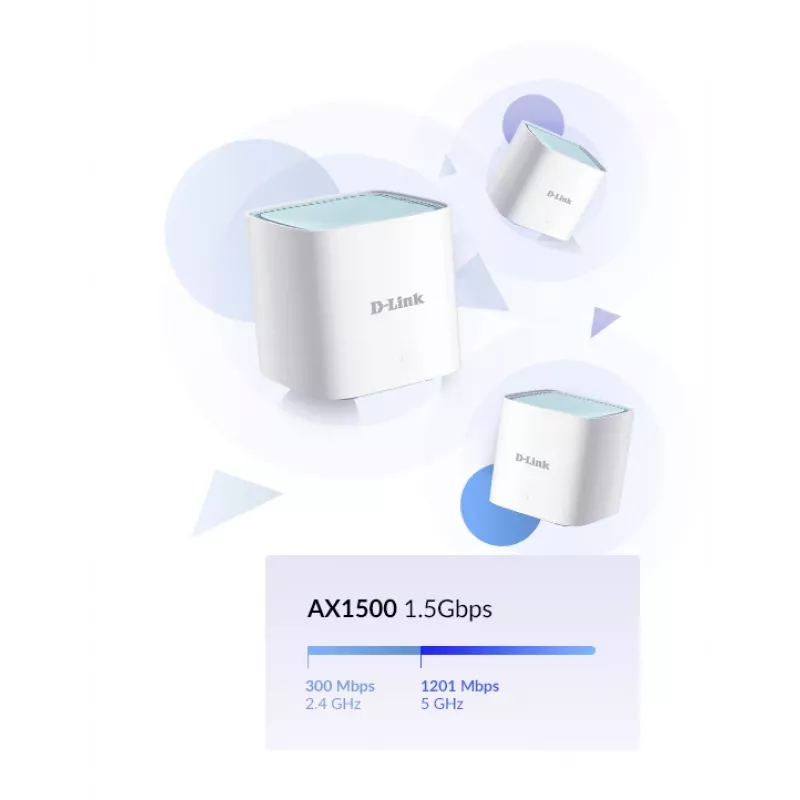 Mesh sistēma D-Link EAGLE PRO AI AX1500 divjoslu Wi-Fi 6