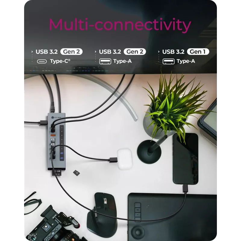ICY BOX 11-in-1 USB Type-C centrmezgls ar karšu lasītāju un PD