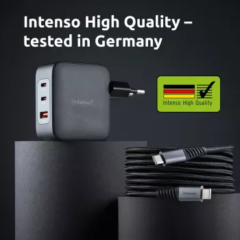 Strāvas adapteris Intenso W100ACC+C520C 100 W ātrā uzlāde GaN melns