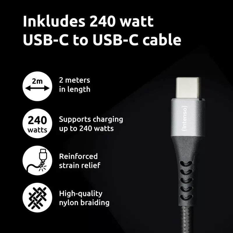 Strāvas adapteris Intenso W100ACC+C520C 100 W ātrā uzlāde GaN melns