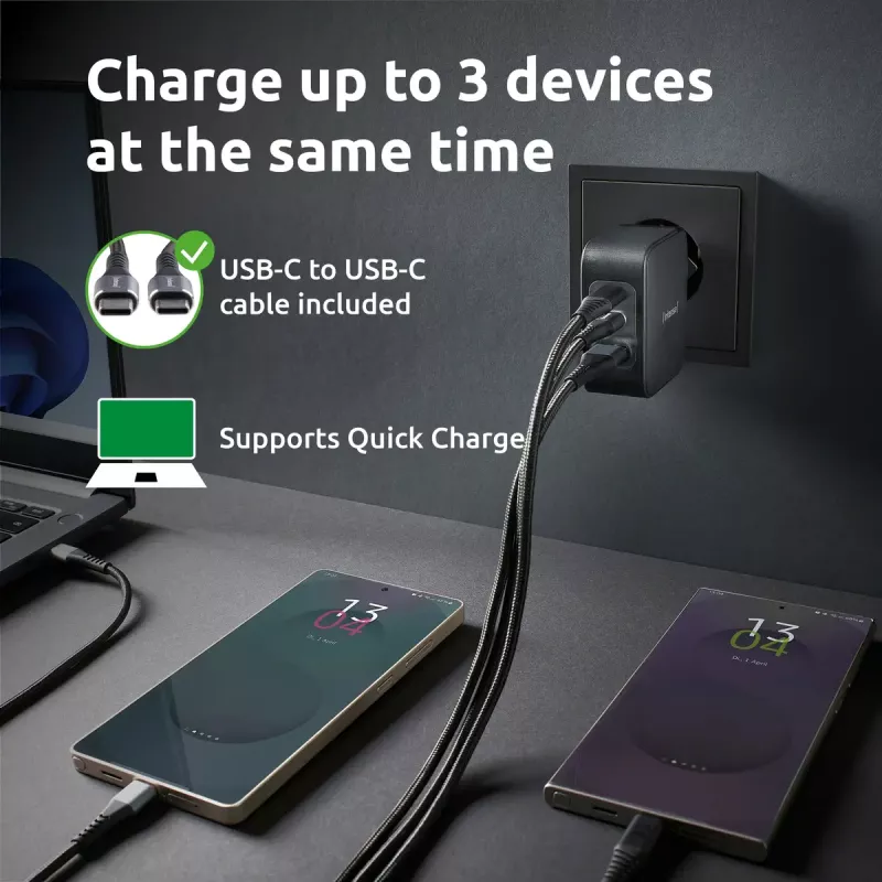Strāvas adapteris Intenso W100ACC+C520C 100 W ātrā uzlāde GaN melns