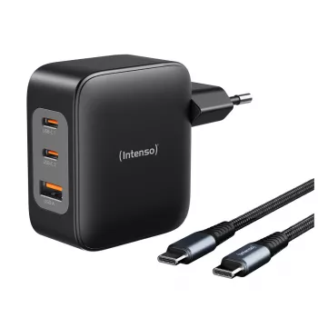 Strāvas adapteris Intenso W100ACC+C520C 100 W ātrā uzlāde GaN melns