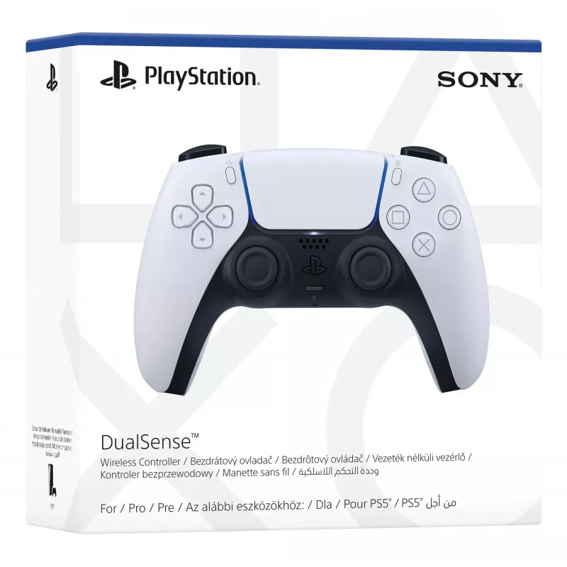 Gamepad Sony DualSense V2 melns balts — vadu un bezvadu Bluetooth/USB priekš PS5, PC, Mac, iOS, Android, 0,28 kg